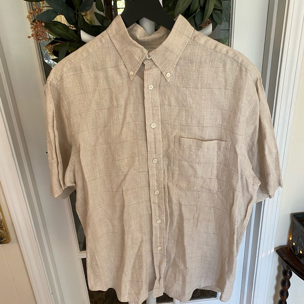 Men’s Turnbury Linen Plaid Button Down SS L